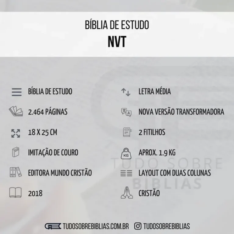 Ficha de Dados Bíblia de Estudo NVT