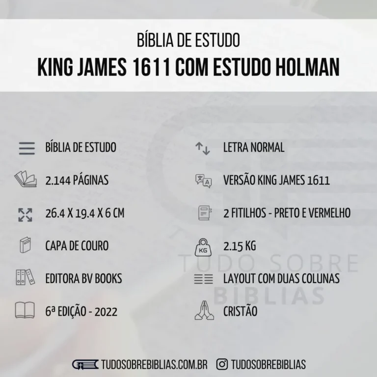 Ficha de Dados Bíblia de Estudo King James 1611 Holman