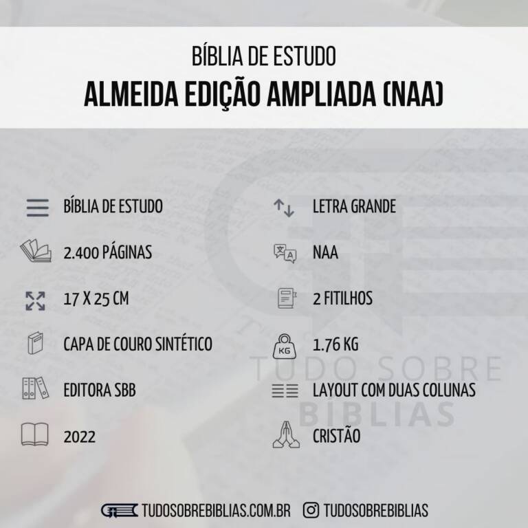 Ficha de Dados Bíblia de Estudo Almeida Ampliada